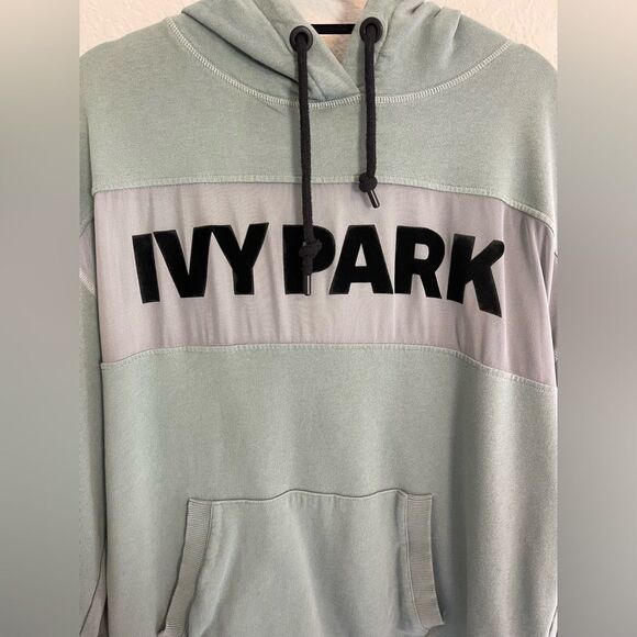 Ivy Park hoodie in green and black velvet with mesh Large - Picture 5 of 9